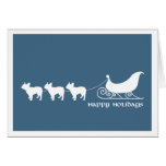 French Bulldogs Pulling Santa's Sleigh Greeting Card