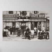 French cafe bar street scene sepia print