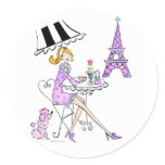 French Cafe Girl Stickers