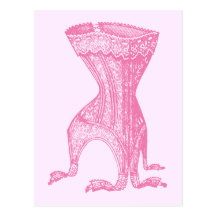 French Corset Pink Post Cards