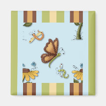 French Country Butterflies Fridge Magnet
