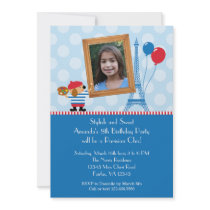 French Dog Artist Photo Birtday Invitation