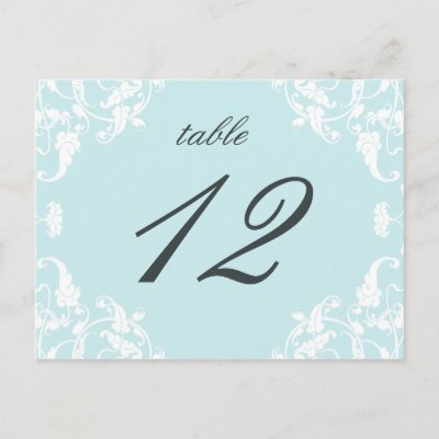 French Dream Teal Wedding Table Number Postcard by spinsugar