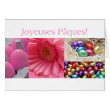French Easter Greeting Pink Collage Greeting Cards