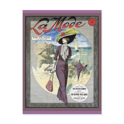 French Fashion Vintage La Mode Magazine Cover Post Cards