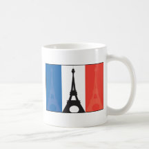 French Flag and Eiffel Tower Coffee Mugs