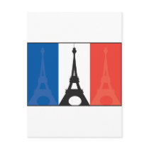 French Flag and Eiffel Tower Postcard