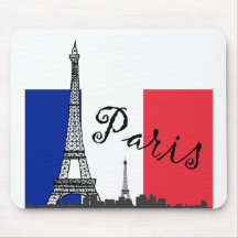 French Flag and the Eiffel Tower Mousepads