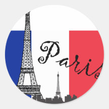 French Flag and the Eiffel Tower Stickers