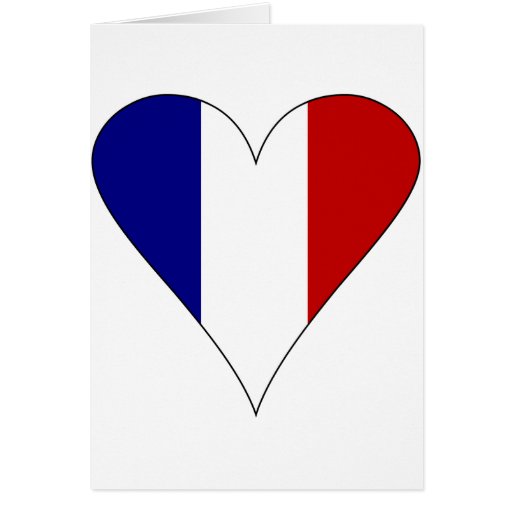 French Flag Heart Modern Card