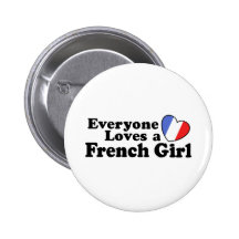 French Girl Pinback Button