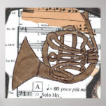 (French) Horn framed print
