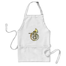 French horn type instrument front facing bell apron