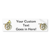 French horn type instrument front facing bell bumper stickers