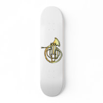 French horn type instrument front facing bell skate boards