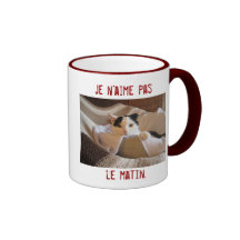 French - I don't like morning - cat mug