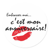 French Kiss Me Birthday Stickers