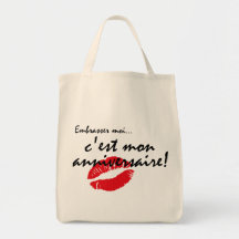 French Kiss Me Birthday Tote Bags
