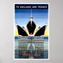 French Line Vintage Ship Advertisement Print