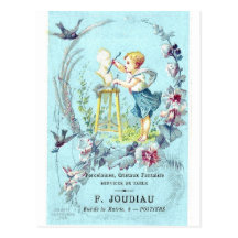 French Little Artist Girl Post Card