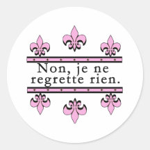 French No Regrets Products Stickers