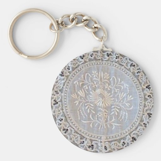 French Normandy Lace Whitework Round Key Chains