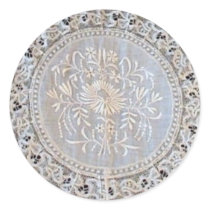 French Normandy Lace Whitework Round Sticker