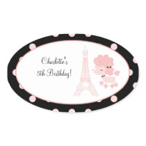 French Paris Poodle Oval Favour Sticker