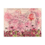 French Pink Rose Flower Watercolor Post Card