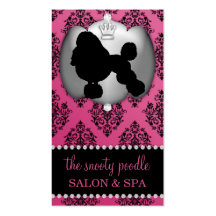 French Rose Pink Jewelled Damask Dog Grooming/Spa Business Card