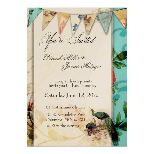 French Shabby chic Vintage invitation