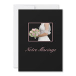 french wedding invitation bride with bouquet on bl