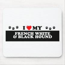 FRENCH WHITE AND BLCK HOUND_ MOUSE MATS