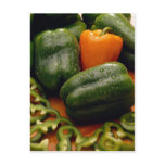 Fresh orange and green bell peppers post card