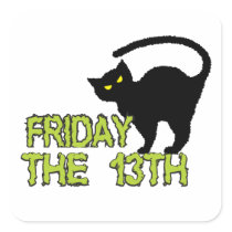 Friday The 13th - Bad Luck Day Superstition Square Stickers