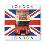 Fridge Magnet w. London Bus and British Flag