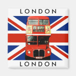 Fridge Magnet w. London Bus and British Flag