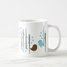 Friendly Birds in Blue Coffee Mug