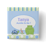 Friendly Frog & Turtle Baby Shower Name Tag Button