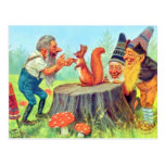 Friendly Gnomes Observe a Squirrel Post Card