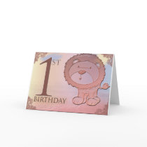 Friendly lion 1st birthday greeting cards