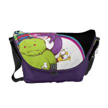 friendly monsters vector illustration courier bags