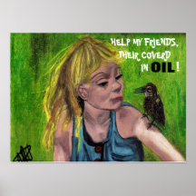 FRIENDS COVERED WITH OIL poster