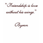 "Friendship is love without his wings."Byron t-shirts