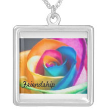 Friendship rainbow rose necklaces