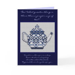 FRIENDSHIP TEA Cross Stitch Style Design Greeting Card