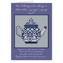 FRIENDSHIP TEA Cross Stitch Style Design Greeting Cards