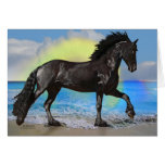 Friesian Horse Beach Greeting Card
