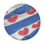Frisian Flag (Fryslan) Round Fridge Magnet
