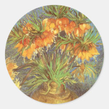 Fritillaries in a Copper Vase by Vincent van Gogh Round Sticker